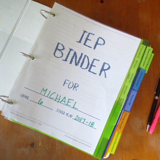 IEP Binder Tool Kit, IEP Organizer