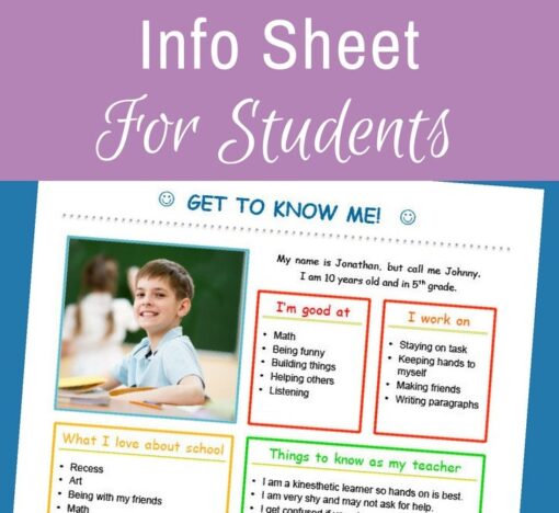 "Getting to Know Me" Info Sheet for Teachers